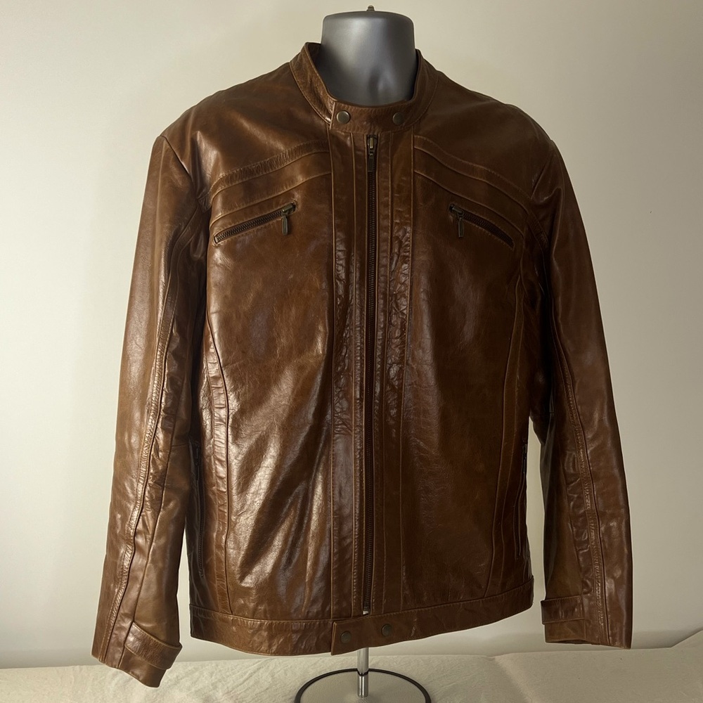 Mens size US L leather motorcycle MOTO Jacket
